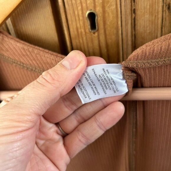 Senita Small‎ Tan Brown Cardigan Duster Ribbed Sweater Pockets Open Front - Picture 6 of 11